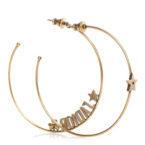 CHRISTIAN DIOR Metal J'Adior Hoop Earrings Aged Gold.